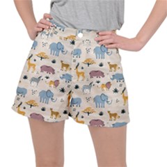 Wild Animals Seamless Pattern Women s Ripstop Shorts by pakminggu