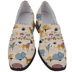 Wild Animals Seamless Pattern Women s Chunky Heel Loafers by pakminggu