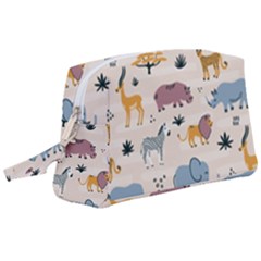 Wild Animals Seamless Pattern Wristlet Pouch Bag (large) by pakminggu