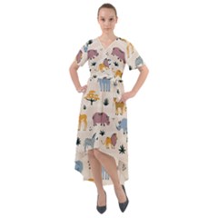 Wild Animals Seamless Pattern Front Wrap High Low Dress by pakminggu