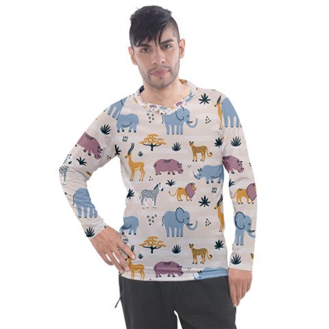 Wild Animals Seamless Pattern Men s Pique Long Sleeve Tee by pakminggu