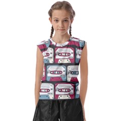 Music Symbols Rock Music Seamless Pattern Kids  Raglan Cap Sleeve Tee by pakminggu