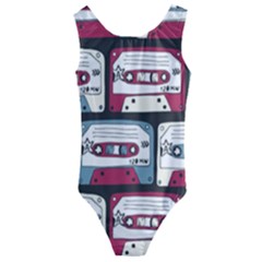 Music Symbols Rock Music Seamless Pattern Kids  Cut-out Back One Piece Swimsuit by pakminggu