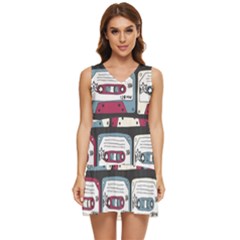 Music Symbols Rock Music Seamless Pattern Tiered Sleeveless Mini Dress by pakminggu