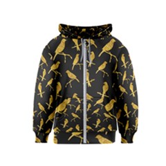 Background With Golden Birds Kids  Zipper Hoodie by pakminggu