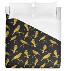 Background With Golden Birds Duvet Cover (queen Size) by pakminggu