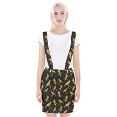 Background With Golden Birds Braces Suspender Skirt by pakminggu