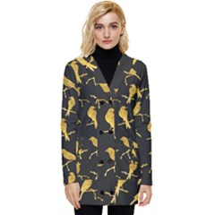 Background With Golden Birds Button Up Hooded Coat  by pakminggu