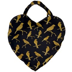 Background With Golden Birds Giant Heart Shaped Tote by pakminggu