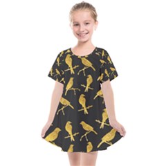 Background With Golden Birds Kids  Smock Dress by pakminggu