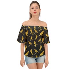 Background With Golden Birds Off Shoulder Short Sleeve Top by pakminggu