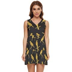 Background With Golden Birds Tiered Sleeveless Mini Dress by pakminggu