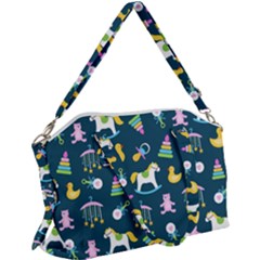 Cute Babies Toys Seamless Pattern Canvas Crossbody Bag by pakminggu