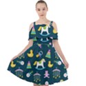 Cute Babies Toys Seamless Pattern Cut Out Shoulders Chiffon Dress View1