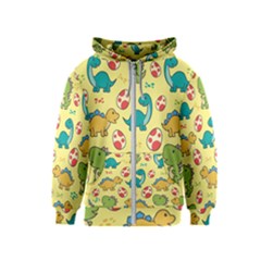 Seamless Pattern With Cute Dinosaurs Character Kids  Zipper Hoodie by pakminggu