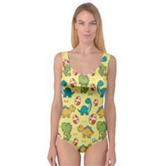 Seamless Pattern With Cute Dinosaurs Character Princess Tank Leotard  by pakminggu