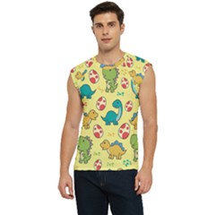 Seamless Pattern With Cute Dinosaurs Character Men s Raglan Cap Sleeve Tee by pakminggu