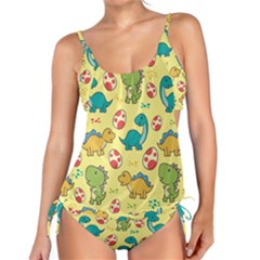 Seamless Pattern With Cute Dinosaurs Character Tankini Set by pakminggu