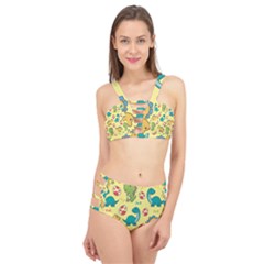 Seamless Pattern With Cute Dinosaurs Character Cage Up Bikini Set by pakminggu