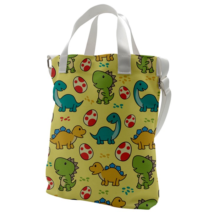 Seamless Pattern With Cute Dinosaurs Character Canvas Messenger Bag