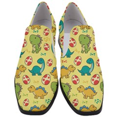 Seamless Pattern With Cute Dinosaurs Character Women Slip On Heel Loafers by pakminggu