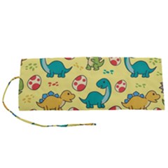 Seamless Pattern With Cute Dinosaurs Character Roll Up Canvas Pencil Holder (s) by pakminggu