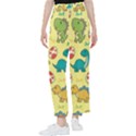 Seamless Pattern With Cute Dinosaurs Character Women s Pants  View1