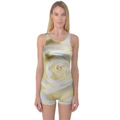 White Roses Flowers Plant Romance Blossom Bloom Nature Flora Petals One Piece Boyleg Swimsuit by pakminggu