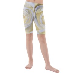 White Roses Flowers Plant Romance Blossom Bloom Nature Flora Petals Kids  Mid Length Swim Shorts by pakminggu