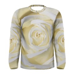 White Roses Flowers Plant Romance Blossom Bloom Nature Flora Petals Men s Long Sleeve Tee by pakminggu