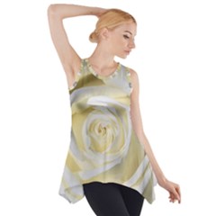 White Roses Flowers Plant Romance Blossom Bloom Nature Flora Petals Side Drop Tank Tunic by pakminggu