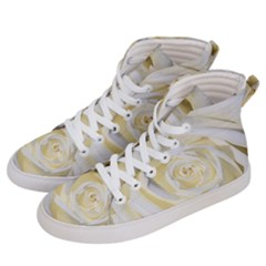 White Roses Flowers Plant Romance Blossom Bloom Nature Flora Petals Men s Hi-top Skate Sneakers by pakminggu