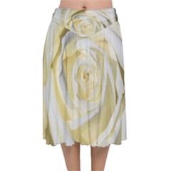 White Roses Flowers Plant Romance Blossom Bloom Nature Flora Petals Velvet Flared Midi Skirt by pakminggu