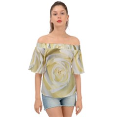 White Roses Flowers Plant Romance Blossom Bloom Nature Flora Petals Off Shoulder Short Sleeve Top by pakminggu