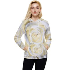 White Roses Flowers Plant Romance Blossom Bloom Nature Flora Petals Women s Lightweight Drawstring Hoodie by pakminggu