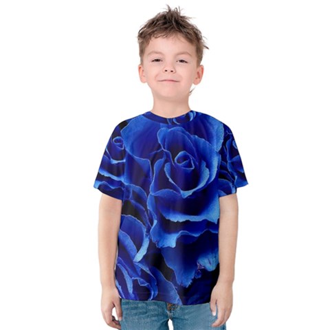 Blue Roses Flowers Plant Romance Blossom Bloom Nature Flora Petals Kids  Cotton Tee by pakminggu