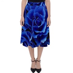 Blue Roses Flowers Plant Romance Blossom Bloom Nature Flora Petals Classic Midi Skirt by pakminggu