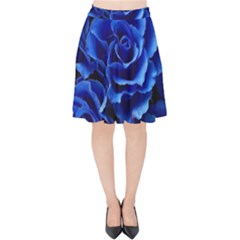 Blue Roses Flowers Plant Romance Blossom Bloom Nature Flora Petals Velvet High Waist Skirt by pakminggu