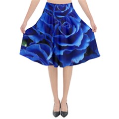 Blue Roses Flowers Plant Romance Blossom Bloom Nature Flora Petals Flared Midi Skirt by pakminggu