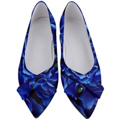 Blue Roses Flowers Plant Romance Blossom Bloom Nature Flora Petals Women s Bow Heels by pakminggu