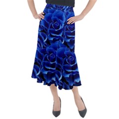 Blue Roses Flowers Plant Romance Blossom Bloom Nature Flora Petals Midi Mermaid Skirt by pakminggu