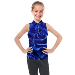 Blue Roses Flowers Plant Romance Blossom Bloom Nature Flora Petals Kids  Sleeveless Polo Tee