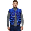 Blue Roses Flowers Plant Romance Blossom Bloom Nature Flora Petals Men s Short Button Up Puffer Vest	 View1