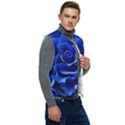 Blue Roses Flowers Plant Romance Blossom Bloom Nature Flora Petals Men s Short Button Up Puffer Vest	 View2