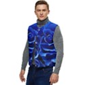 Blue Roses Flowers Plant Romance Blossom Bloom Nature Flora Petals Men s Short Button Up Puffer Vest	 View3