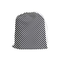 Black And White Checkerboard Background Board Checker Drawstring Pouch (large) by pakminggu