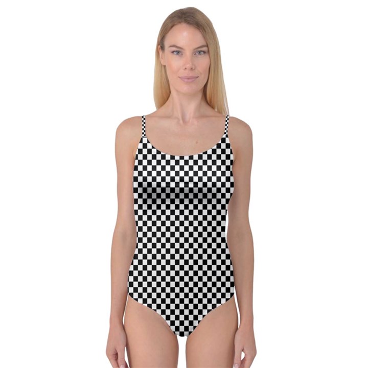 Black And White Checkerboard Background Board Checker Camisole Leotard 