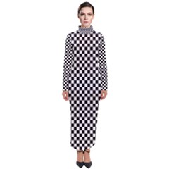 Black And White Checkerboard Background Board Checker Turtleneck Maxi Dress by pakminggu