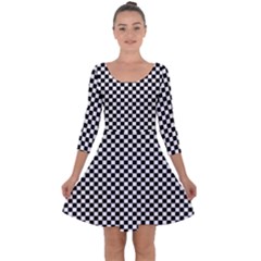 Black And White Checkerboard Background Board Checker Quarter Sleeve Skater Dress by pakminggu