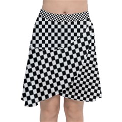 Black And White Checkerboard Background Board Checker Chiffon Wrap Front Skirt by pakminggu